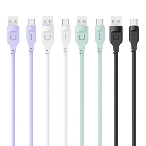 USAMS 2022 New products SJ568 TYPE C fast charging cable 6A TPE usb c colorful data cable with soft led indicator light