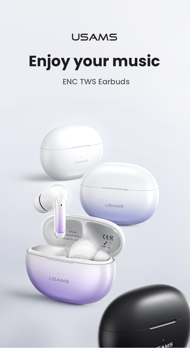 USAMS New earphone Bluetooth 5.3 XD19 Mini TWS ENC  in ear Earbuds True Wireless Headphone For Gaming