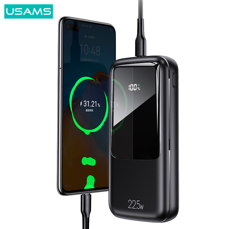 USAMS CD177 Dual QC PD Mobile Power Bank Digital Display Fast Charging Power Bank 20000mAh For Mobile Phone