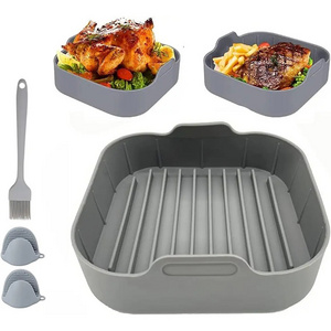 New Design Big Airfryer Liner Reusable Silicone Air Fryer Pot For Air Fryer Silicone Plate Suit Silicone Air Fryer Liners