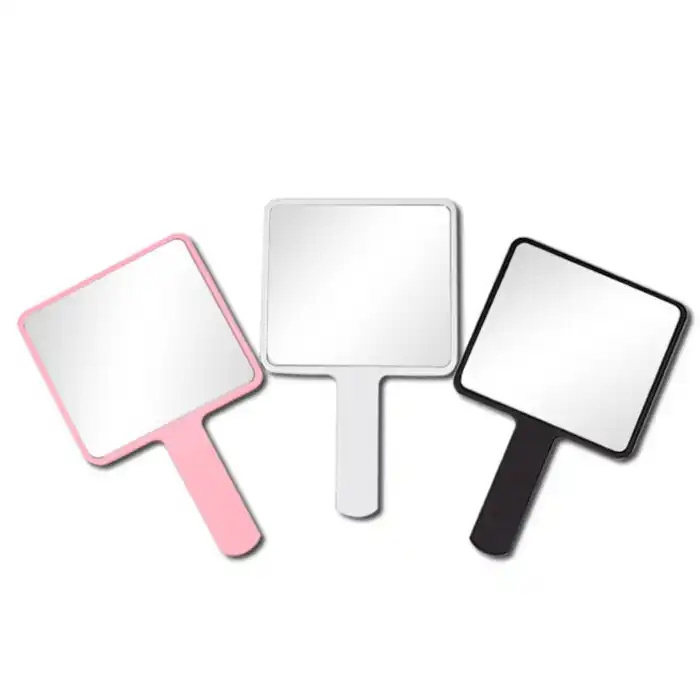 Plastic OEM Makeup Mirror Rectangle Heart Shape Handheld Multicolor Beauty Makeup Mirror With Handle Professional Vanity Mirror