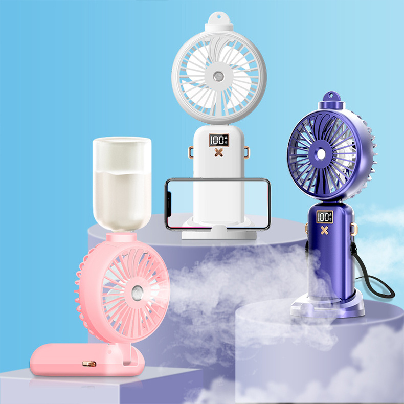 High-inquiry OEM Mobile Air Cooler Spray Folding Mute Fan USB Charging Cooling Fan Desktop Mini Portable Air Conditioner Fan