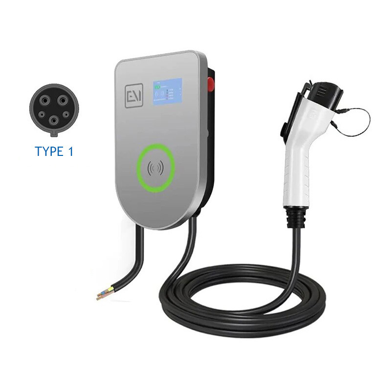 byd electric car wallbox ev charger 7.4kw type 1 charging stations 32A AC240V 5M Swipe the card to start the digital display