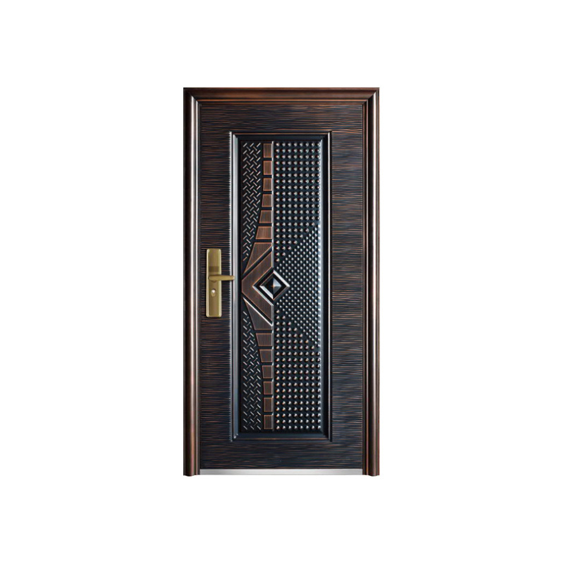 Hot Selling Doors Steel Security Exterior Embossed Copper Single Entry Door Handle With Knob Steel Safety Door