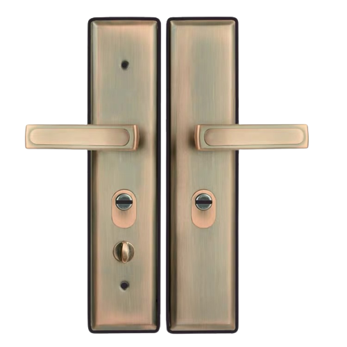 Red bronze multifunctional anti-theft door handle thickened door lock handle door panel anti-prying plate solid heart handle