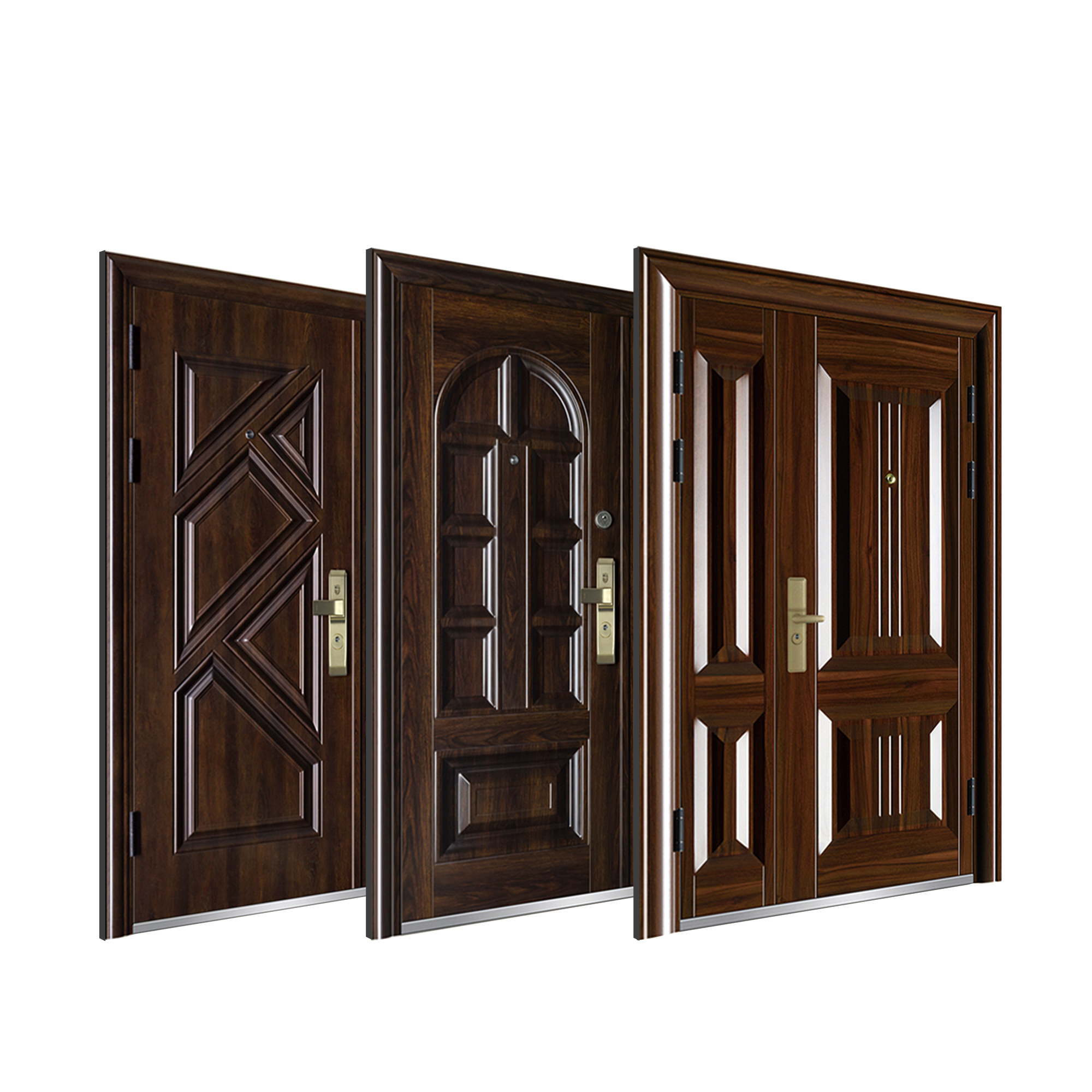 Cheapest Price Hot Sale Metal Security Steel Door Exterior Embossed Wooden Grain Security Steel Front Doors Villa Entry Doors