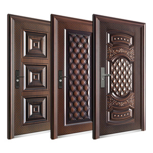 China Competitive Price Pivot Exterior Door Residential Steel Security Entry Doors Cold Rolled Steel Copper Anti-theft Main Door