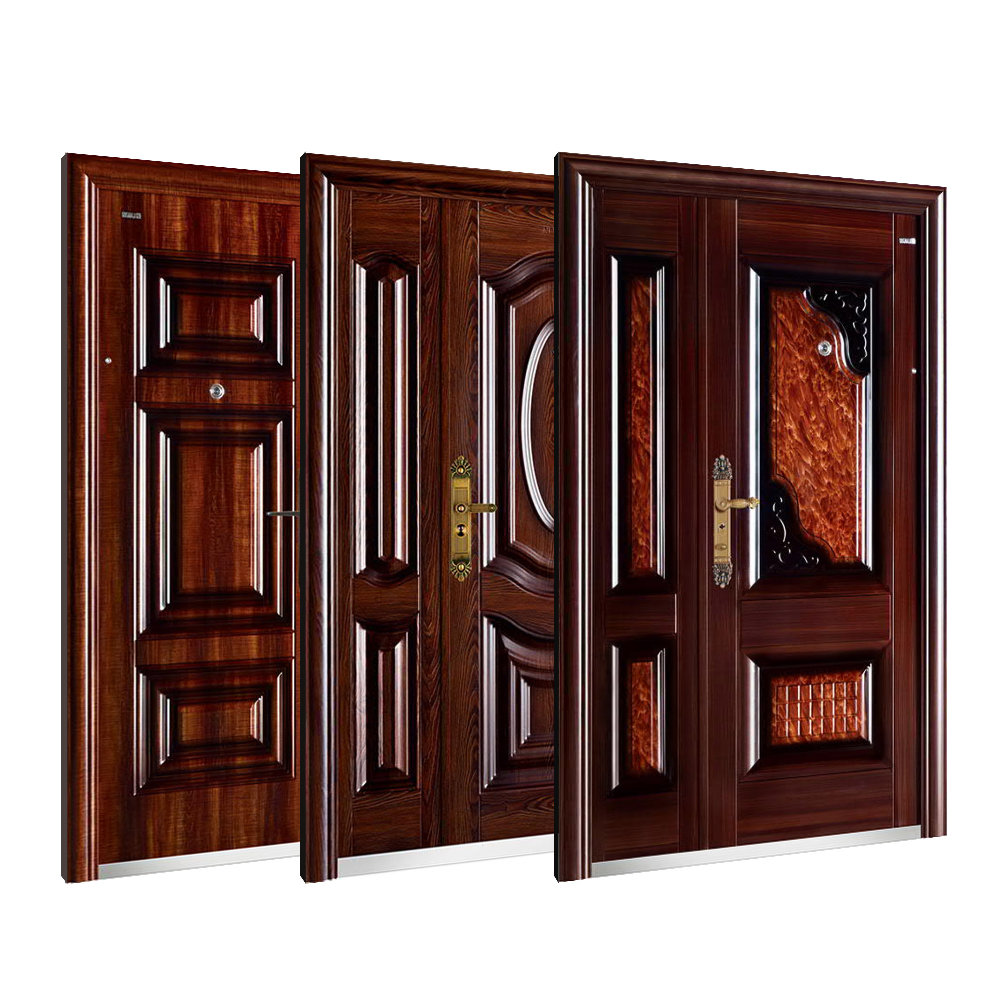 China Competitive Price Pivot Exterior Door Residential Steel Security Entry Doors Cold Rolled Steel Copper Anti-theft Main Door