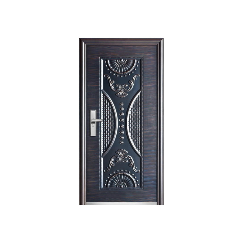 Hot Selling Doors Steel Security Exterior Embossed Copper Single Entry Door Handle With Knob Steel Safety Door