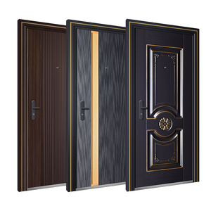 Newest Modern Iron Safety Door Stark Cold Rolled Sheet Steel Price Exterior Steel Security Door With Sill Front Entry Door Locks