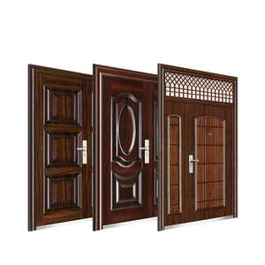 Cheapest Price Hot Sale Metal Security Steel Door Exterior Embossed Wooden Grain Security Steel Front Doors Villa Entry Doors