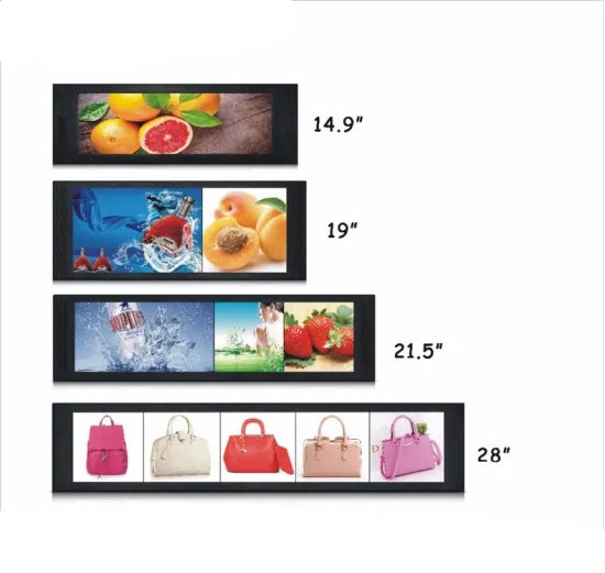 High Quality 34 inch Slim Shelf Bar LCD Screen Stretched Digital Signage Android Ultra Wide TFT LCD Display For Supermarket