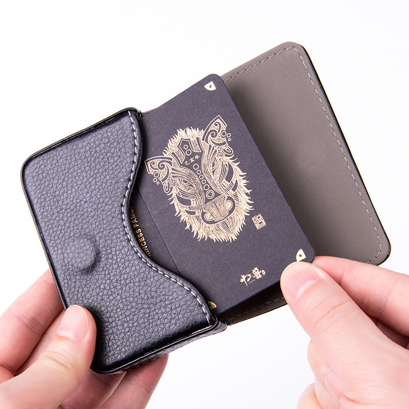 Business Card Holder Wallet PU Leather Business Card Case Pocket Credit Card Holder with Magnetic Shut