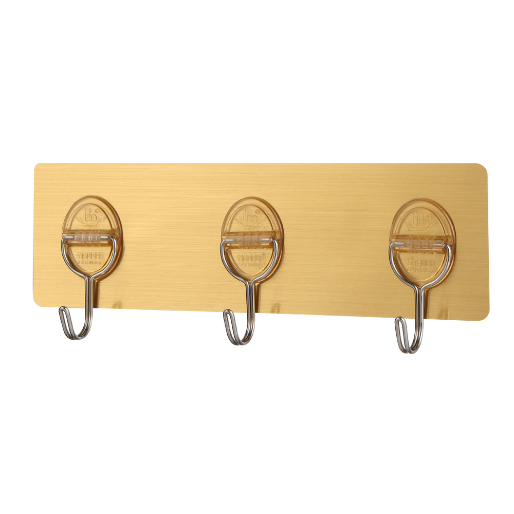 Wholesale Key Storage Rack Double-Sided Self-Adhesive Wall Mounted Coat Holder Hooks Flexible Plastic Design with 3 Hooks