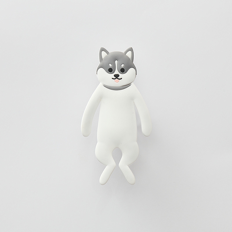 Modern Plastic Husky Animal PVC Sticker Hooks Strong Storage Adhesive Bathroom and Kitchen Hooks for Clothing Use