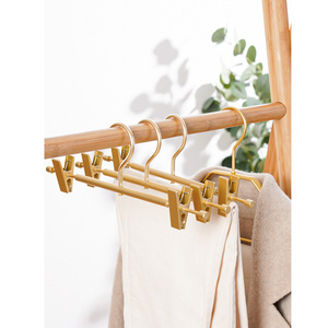 Direct Factory Aluminum and Gold Collapsible Pant Hanger Non-Slip Metal Hangers for Storage Clothing Organization from Korea