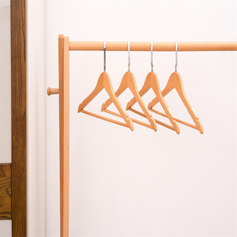 Wooden Clothes Hanger 360 Rotatable Hook Wood a Grade Clothing Jackets Hanger Stand Aluminum Clothing Rack Single Aluminum Alloy