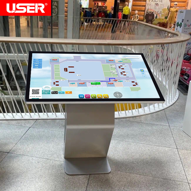 USER 43inch LCD stand monitor horizontal 3D touch screen self-service way finding kiosk digital signage totem