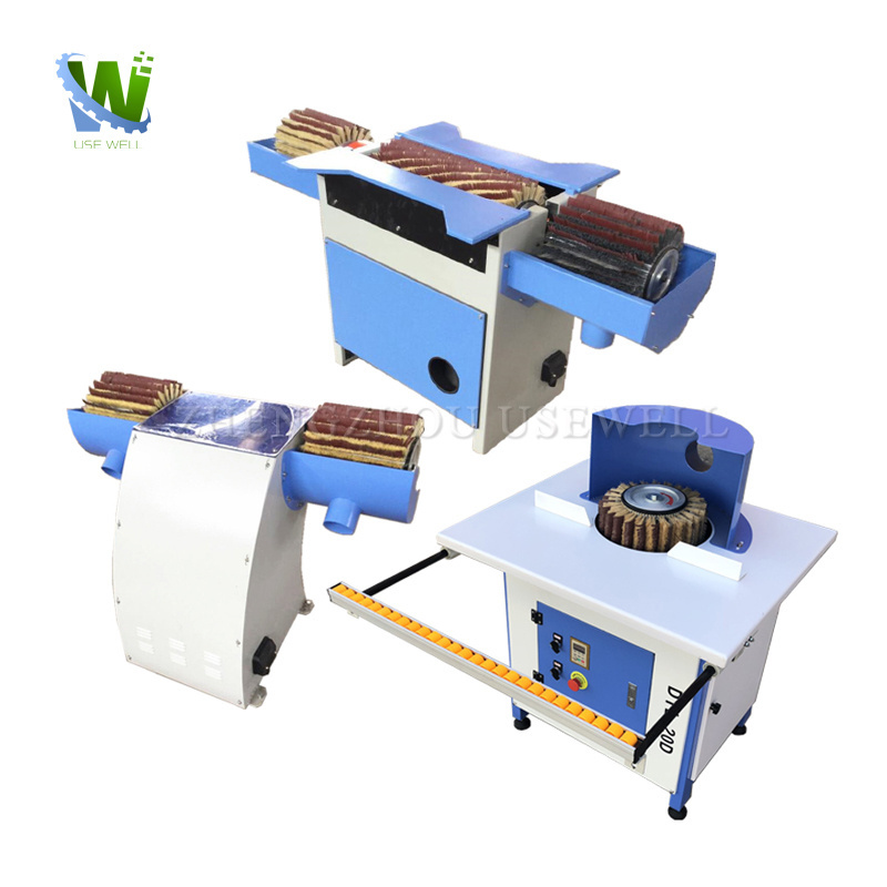 Horizontal Sponge Wheel Manual Double Head Polisher Curved Wood Board Side Edge Router Sander Brush Sanding Polishing Machine