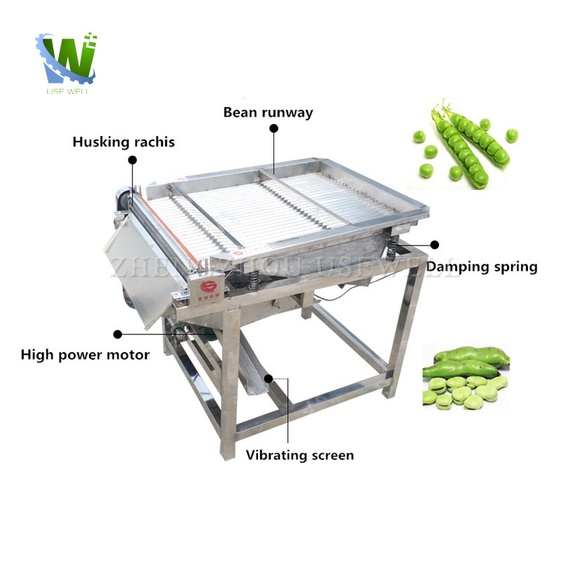 Electric Green Pigeon Peeler Pod Peeling Splitting Soybean Thresher Machine Edamame Broad Bean Peas Sheller For Sale