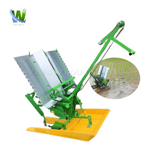 Small Mini Manual Walking Type Two Row Paddy Sow Seed Planter Transplanter Rice Planting Seeding Machine