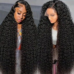 38 40inch glueless full Hd lace wig,human hair lace front deep wave wigs,wholesale 100% raw remy hair