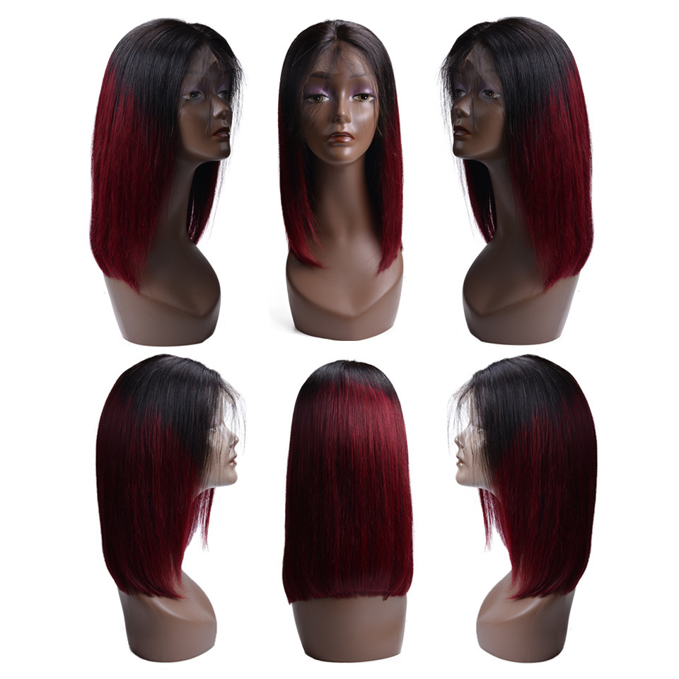 Usexy Ombre Brazilian Human Hair Bob Lace Wigs Two Tone Color 1B/99J Short Lace Front Human Hair Wigs For Black Women