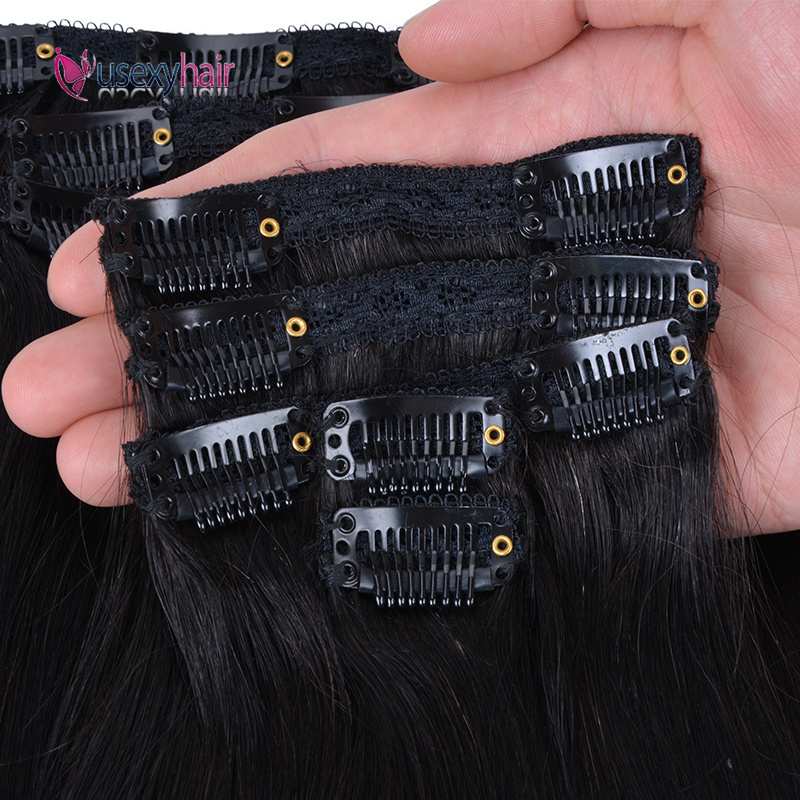 USEXY 100 Brazilian Human Hair Seamless Clip In Hair Extension For White Woman, Afro Hair Extension Clip In Remy