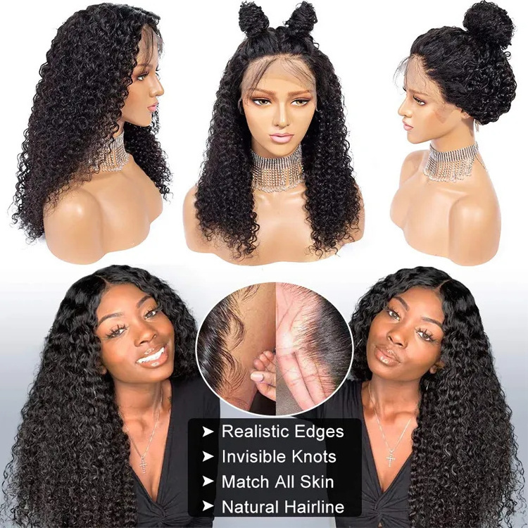 8-30 inch mongolian afro kinky curly human hair lace front wigs virgin hair transparent HD full lace frontal wig with baby hair