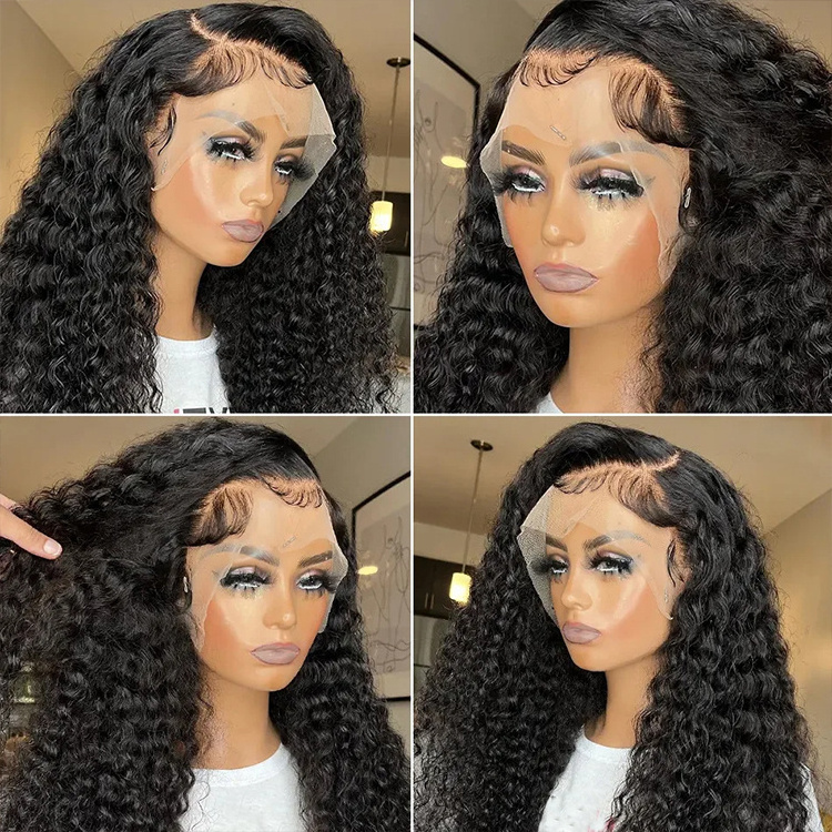 38 40inch glueless full Hd lace wig,human hair lace front deep wave wigs,wholesale 100% raw remy hair