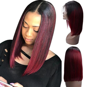 Usexy Ombre Brazilian Human Hair Bob Lace Wigs Two Tone Color 1B/99J Short Lace Front Human Hair Wigs For Black Women