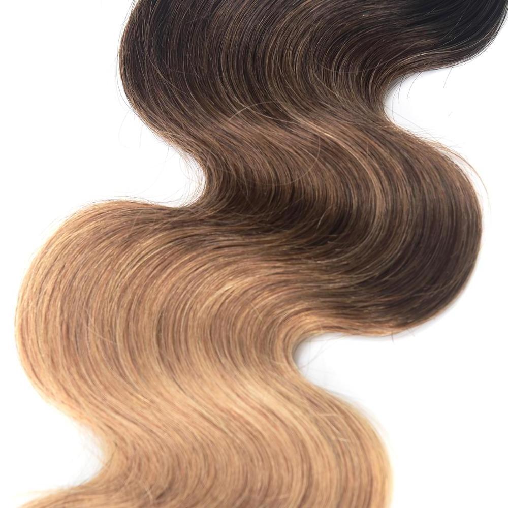 DropShipping Grade 10A Virgin Hair Weave Peruvian Hair Color 1B4/27 Body Wave Ombre Hair Extension.