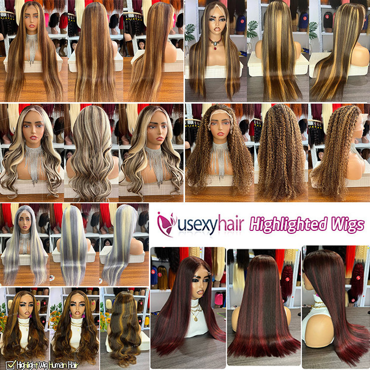 Glueless Full HD Lace Wigs Highlighted Lace Front Wigs Virgin Brazilian Raw Indian Hair Straight HD Lace Frontal Wigs Human Hair