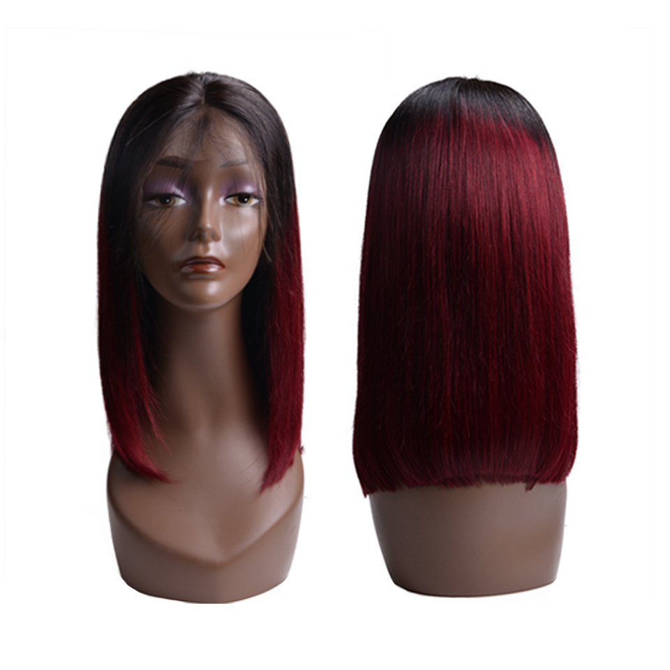 Usexy Ombre Brazilian Human Hair Bob Lace Wigs Two Tone Color 1B/99J Short Lace Front Human Hair Wigs For Black Women