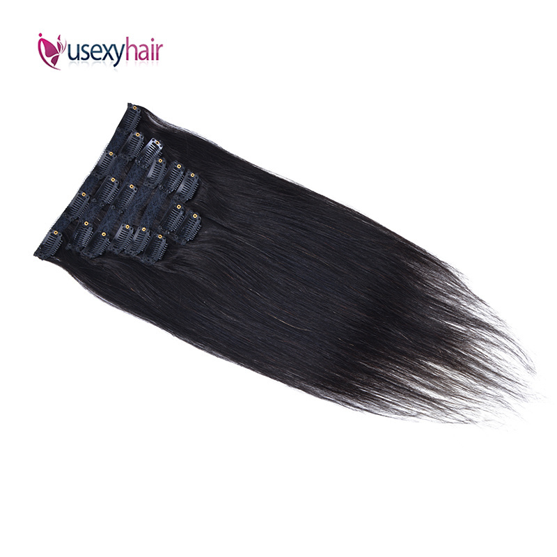 USEXY 100 Brazilian Human Hair Seamless Clip In Hair Extension For White Woman, Afro Hair Extension Clip In Remy