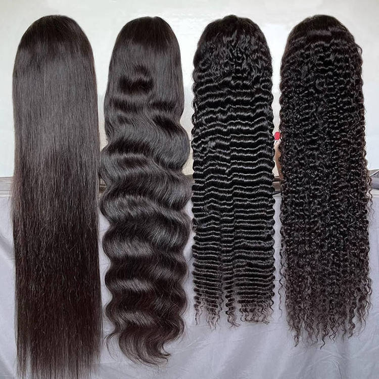 Wholesale cuticle aligned raw hair glueless full hd lace frontal wigs for black women 40 inch 13x6 hd human hair lace front wig