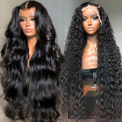 Wholesale cuticle aligned raw hair glueless full hd lace frontal wigs for black women 40 inch 13x6 hd human hair lace front wig