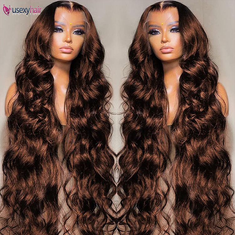 Chocolate Brown Virgin Hair Lace Front Wig For Women Loose Body Wave Wig 4x4 13x4 13x6 HD Transparent Lace Wig Human Hair