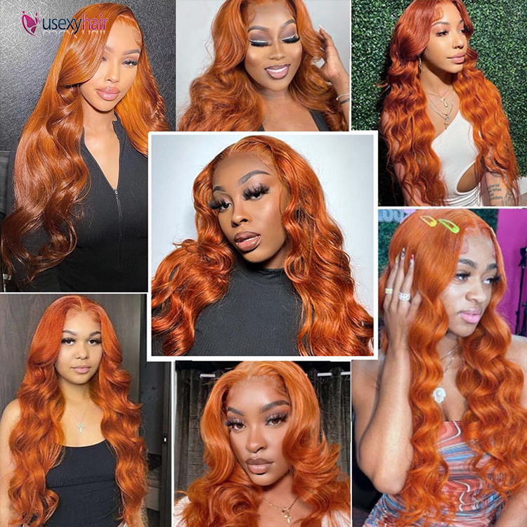 New Arrival Wigs Raw Hair 180% Density 350 Copper Ginger Orange Color Human Hair Wig Transparent Lace Front Wigs For Black Women