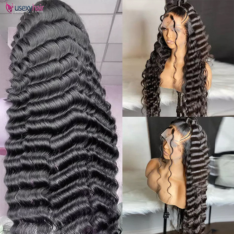 Raw Cambodian Hair Wig,200 Density 30 Inch Hd Deep Wave Lace Frontal Wig 13x4 Lace Front Human Hair Wigs with Baby Hair