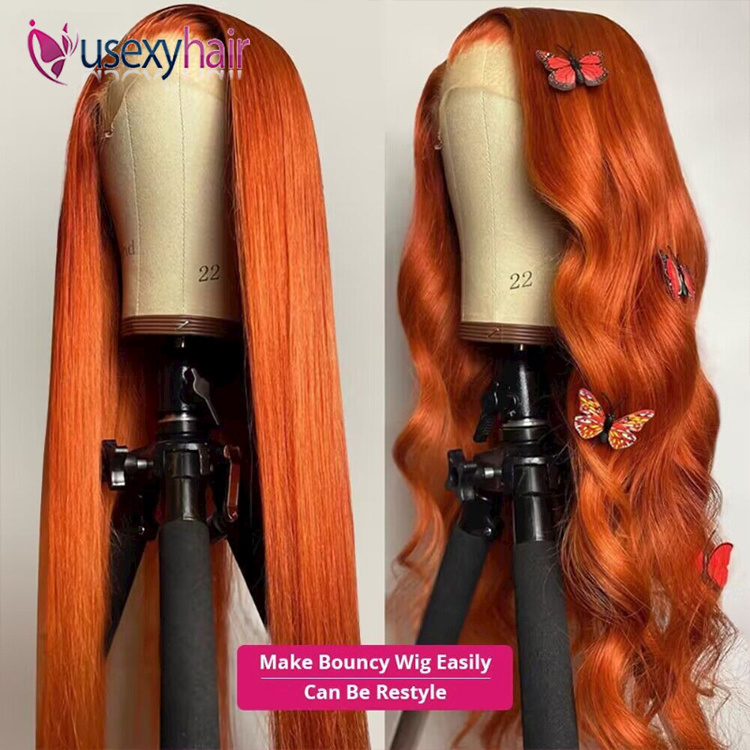 New Arrival Wigs Raw Hair 180% Density 350 Copper Ginger Orange Color Human Hair Wig Transparent Lace Front Wigs For Black Women