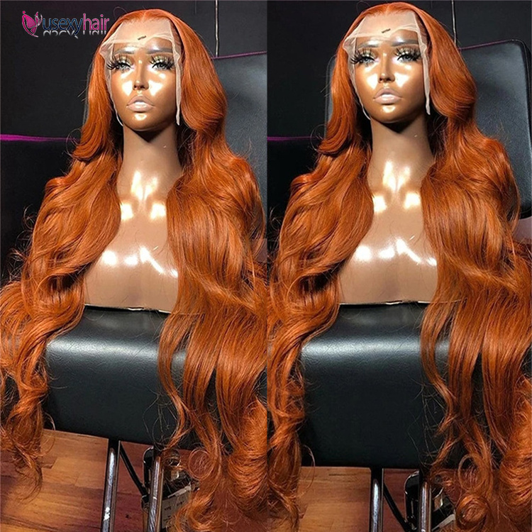 New Arrival Wigs Raw Hair 180% Density 350 Copper Ginger Orange Color Human Hair Wig Transparent Lace Front Wigs For Black Women