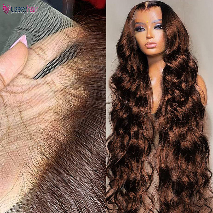 Chocolate Brown Virgin Hair Lace Front Wig For Women Loose Body Wave Wig 4x4 13x4 13x6 HD Transparent Lace Wig Human Hair