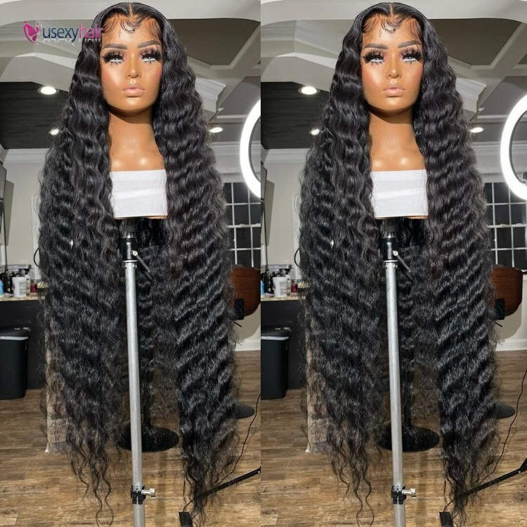 Raw Cambodian Hair Wig,200 Density 30 Inch Hd Deep Wave Lace Frontal Wig 13x4 Lace Front Human Hair Wigs with Baby Hair