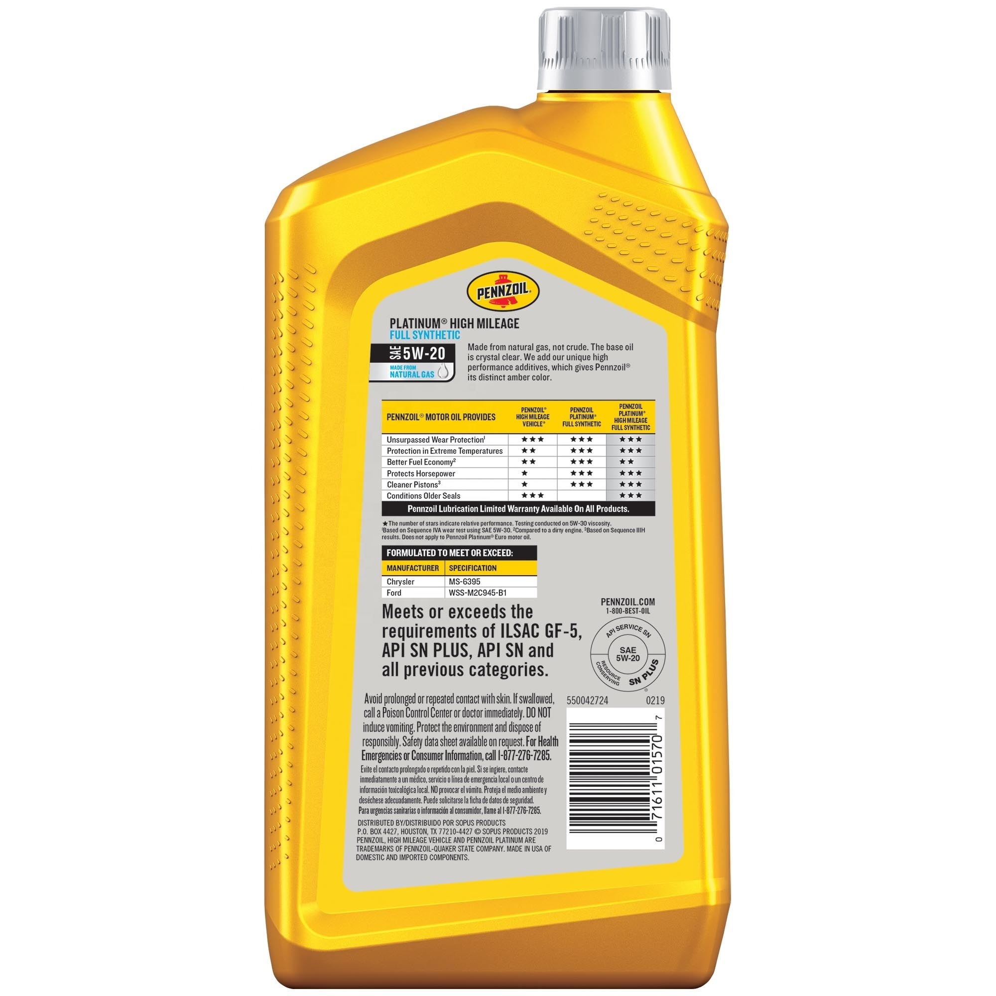 Wholesale Automotive Engine Oil  5w-20  Motor Oil ( Pack Of 6) HIGH MILEAGE