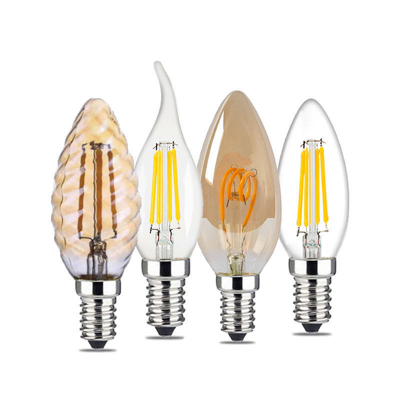 Clear Amber C35 B22 E12 E14 E26 E27 Base Vintage Edison Candle Bulb Dimmable Led Filament Bulb