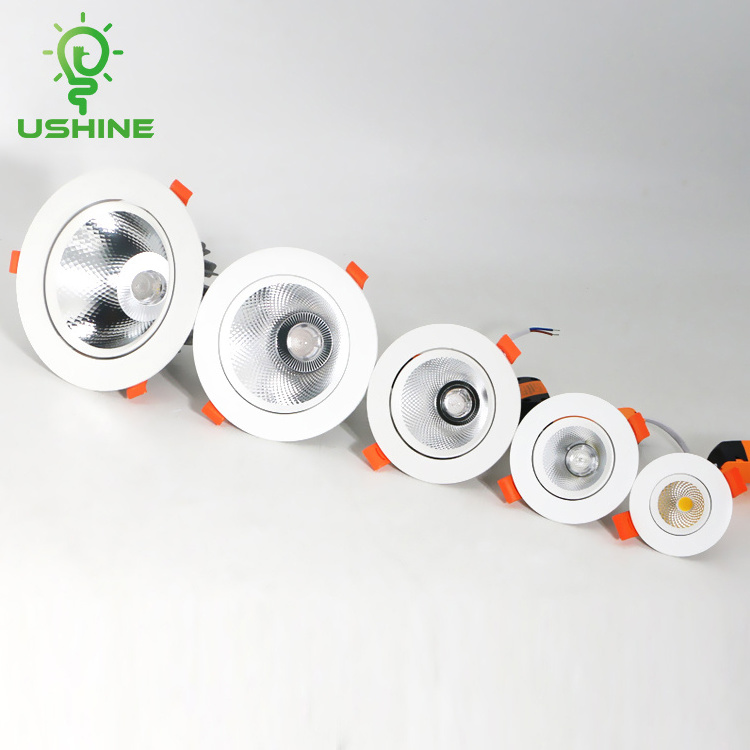 Ushine Factory Direct Indoor CCT Round Down Light Aluminum Embedded COB LED Downlight