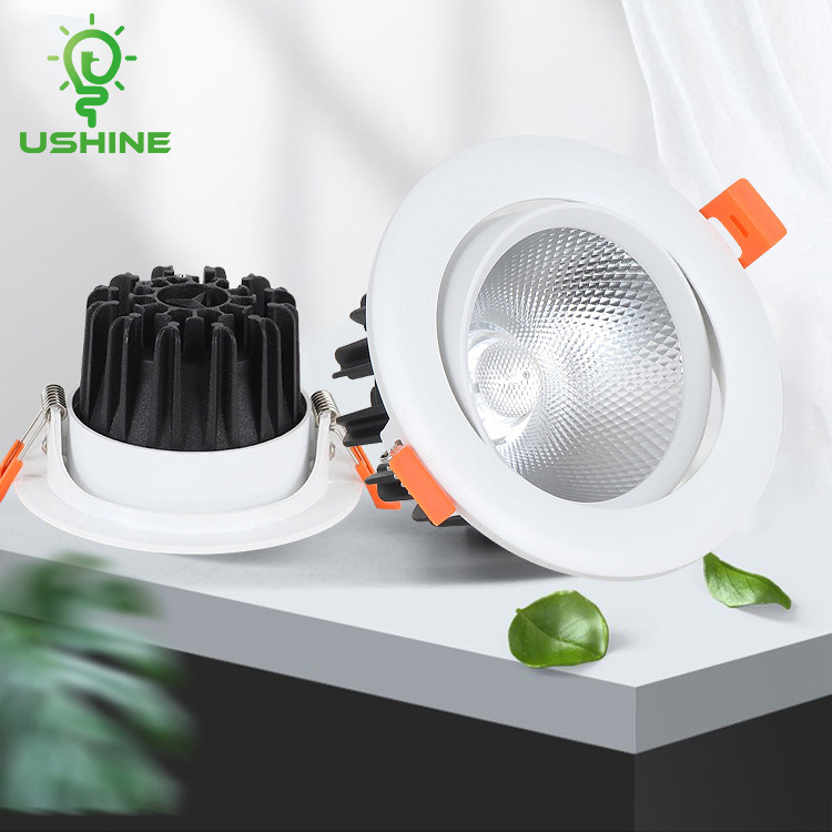 Ushine Factory Direct Indoor CCT Round Down Light Aluminum Embedded COB LED Downlight