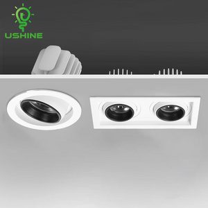 Ushine High Brightness Indoor Black White Round Square Aluminum Recessed Ceiling COB LED Spotlight