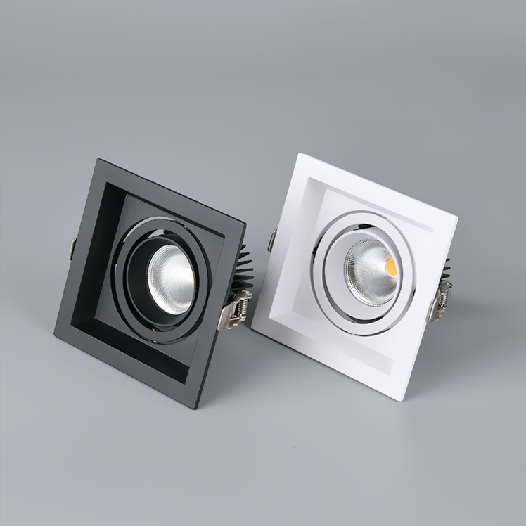 Manufacturer Single Head Spot COB Square Downlight 7w 12w 20w Adjustable LED Recessed Grille Ceiling Light Down Light